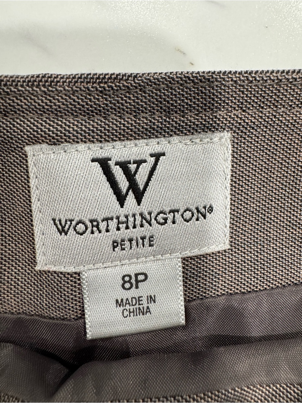Worthington Petite Size 8 Taupe Double Breasted Belted Pencil Skirt - Picture 5 of 14